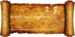 Kubányi Zamfira névjegykártya